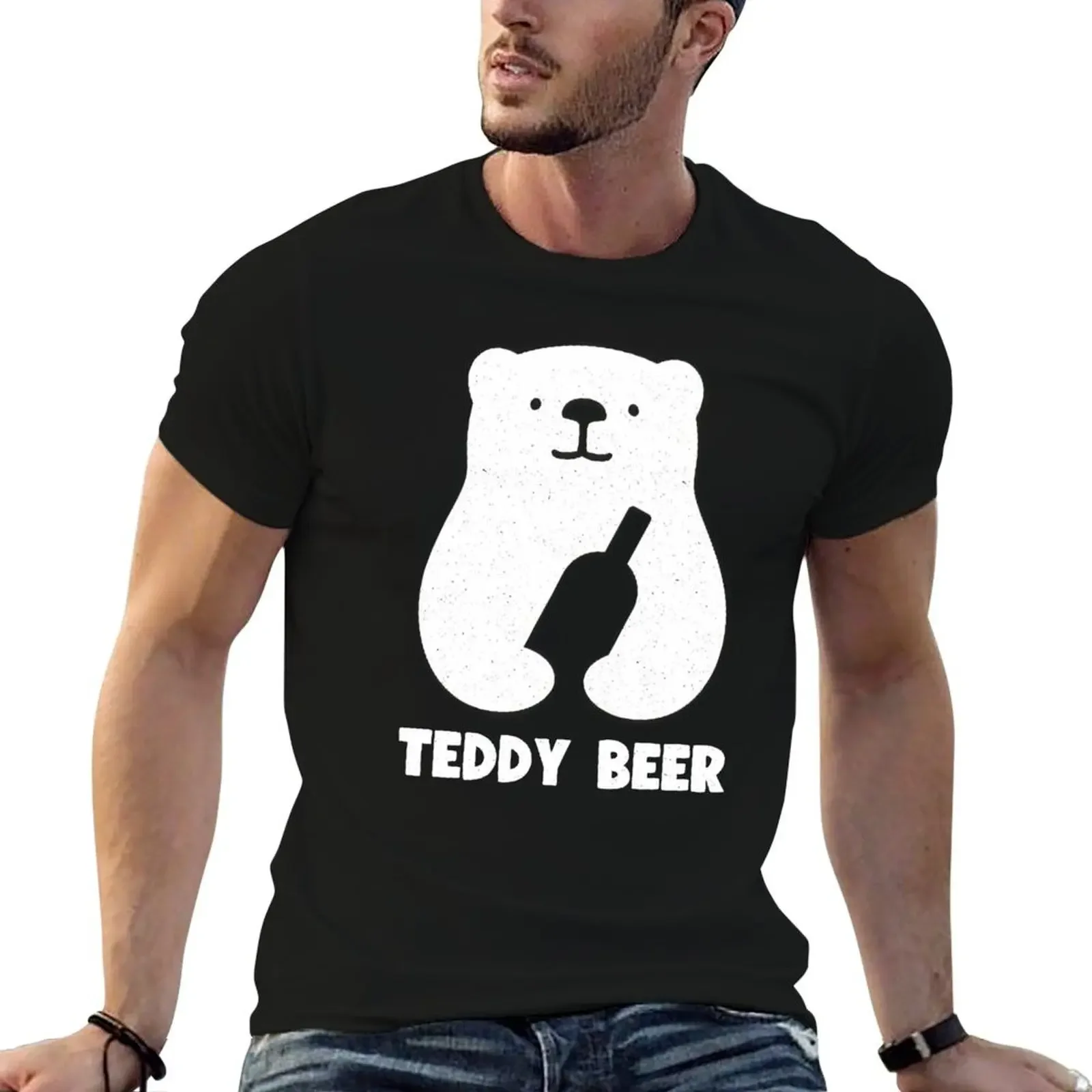 Teddy Beer - Funny beer bear T-Shirt korean fashion cute tops basketball graphic tees funny t shirts for men