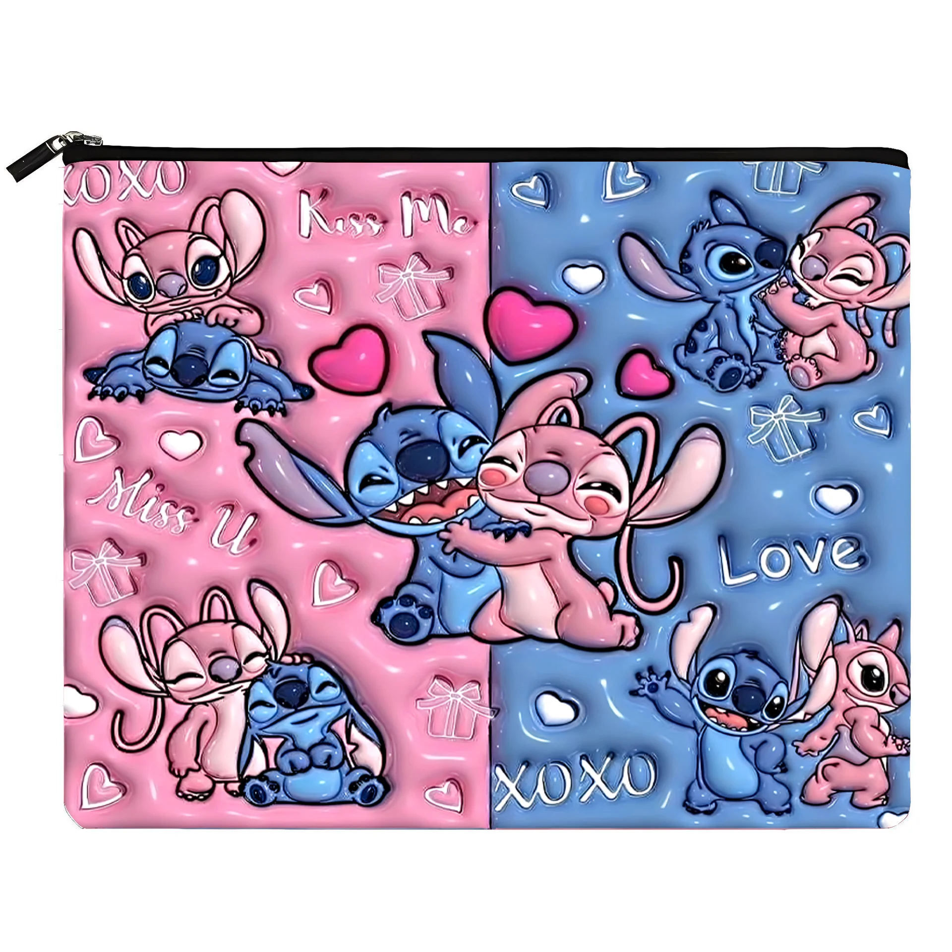 Kawaii Stitch Toiletry Bag Reversible Design Cotton Linen Travel Makeup Organizer Pouch for Ladies Children Home & Travel Use
