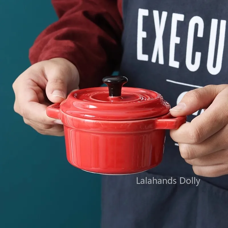 Dollhouse Miniature Kitchen Items Mini Covered Ceramic Bowl, Soup Cup ,Stew Pot,Model For Furniture Decoration Accessories