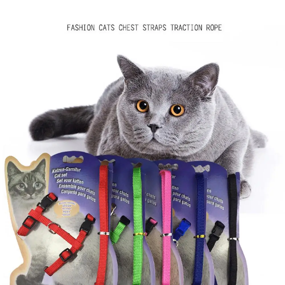 Dropshipping!!Nylon Pet Lead Leash Harness Kitten Belt Strap Safety Rope Adjustable Dog Cat Collar