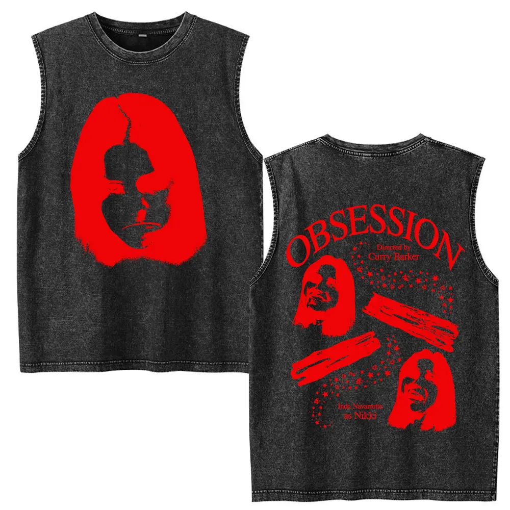 Horror Movie Obsession One Wish Willow Washed Vest T-shirt Men's Clothing Gothic Vintage Sleeveless Tank Tops Oversized T Shirts
