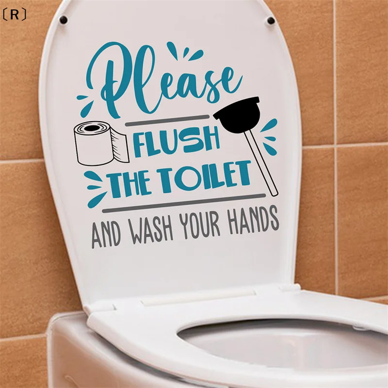 〔R〕Flush The Toilet PVC Toilet Stickers Creative Washroom Toilet Stickers Removable PVC Waterproof Self-adhesive Decals〔Winter2〕
