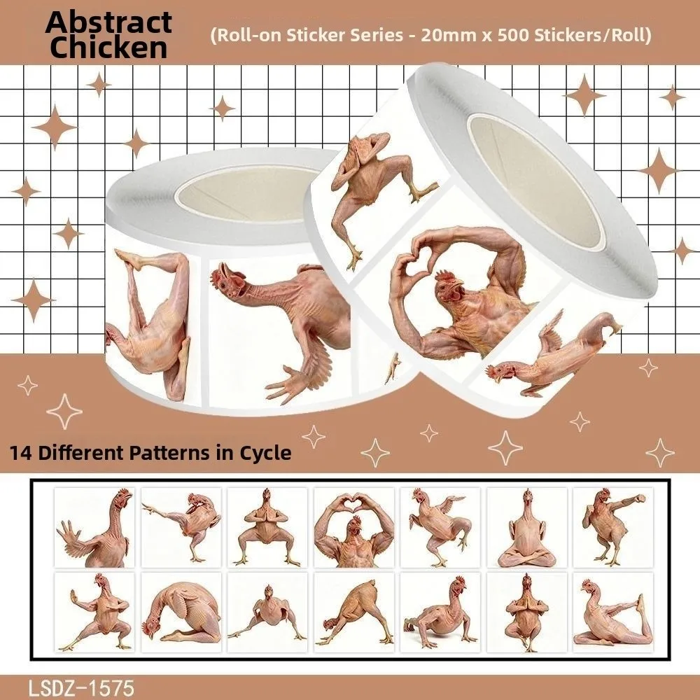 2000pcs/set Abstract Design Roll Stickers Hen Pattern Curious Style Decorative Stickers Decorative Pattern Sealing Stickers
