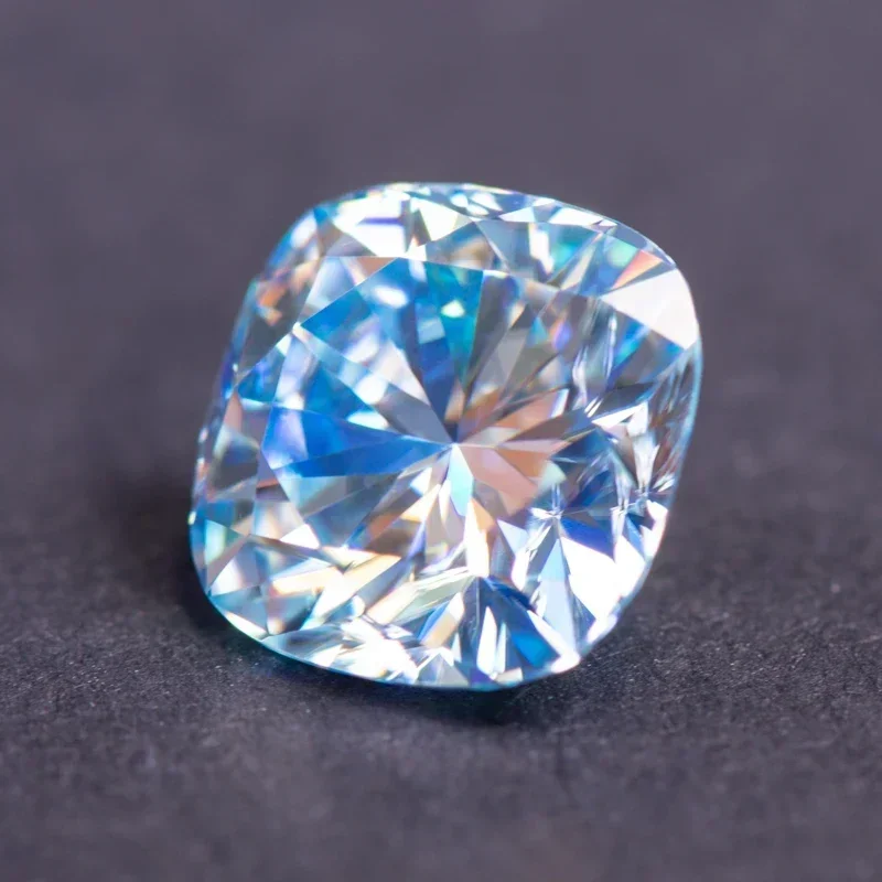 Moissanite Square Cushion Shape Ice Blue Color Charms Beads VVS1 for DIY Jewelry Making Pendant Materials with GRA Certificate