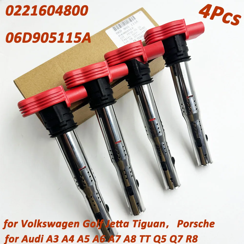 06E905115G ABCDE 07K905715F 4Pcs Car Ignition Coil For VW Jetta Golf Passat Tiguan CC For Audi A3/A4/A5/A6/A7/A8 TT Q3/Q5 R8