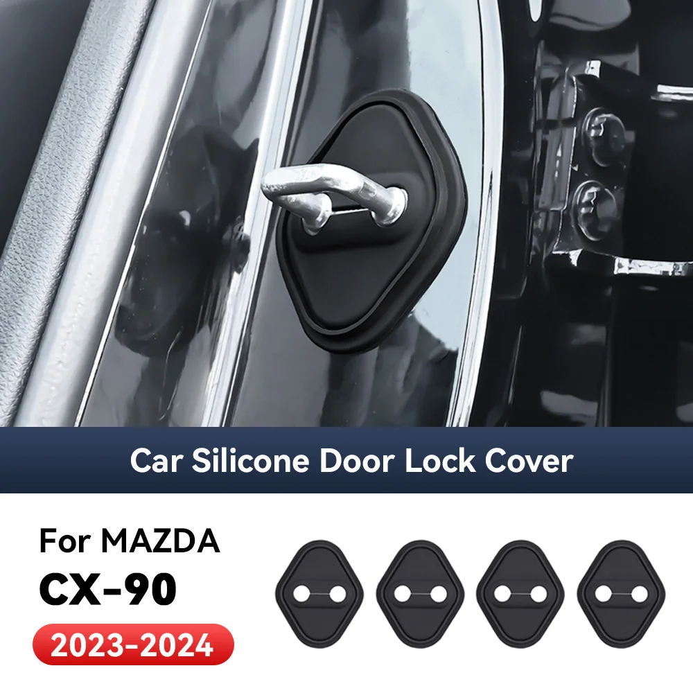 

4 шт., аксессуары для украшения автомобиля, силиконовая защита, автоматический дверной замок, защелка, чехол амортизатора для MAZDA CX-90 2022-2024