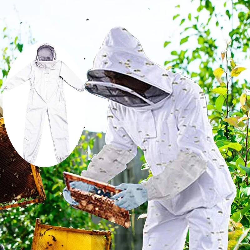 Professional Beekeepers Bee Suit Anti-Bee Breathable Beekeeping Suit Jumpsuit Zipper Elastic Cuff Bee Repellent Clothing