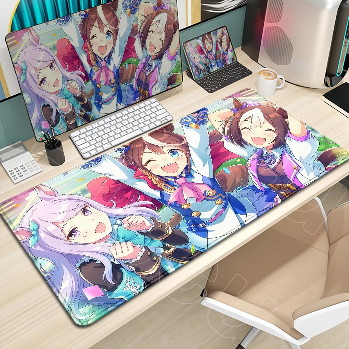Kawaii Umamusume Girl Japanische Anime-Mauspads, Schreibtischunterlage, langlebige Nähte, waschbar, große Größe, Spielmatte, Bürodekoration, Teppich – Detail 11