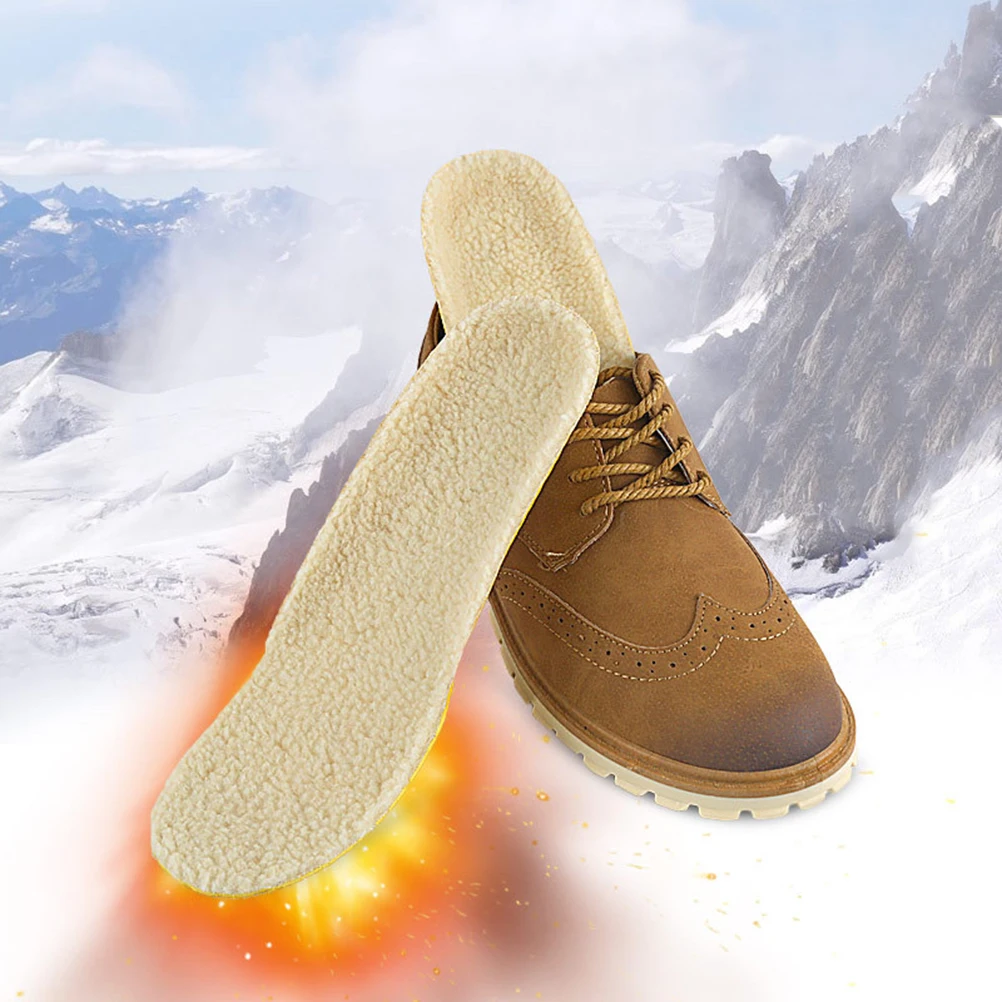 

2 Pair Winter Imitation Wool Thickened Warm Shoe Insoles For Sports Running Climbing Basketball Cushion Support Boots Casual