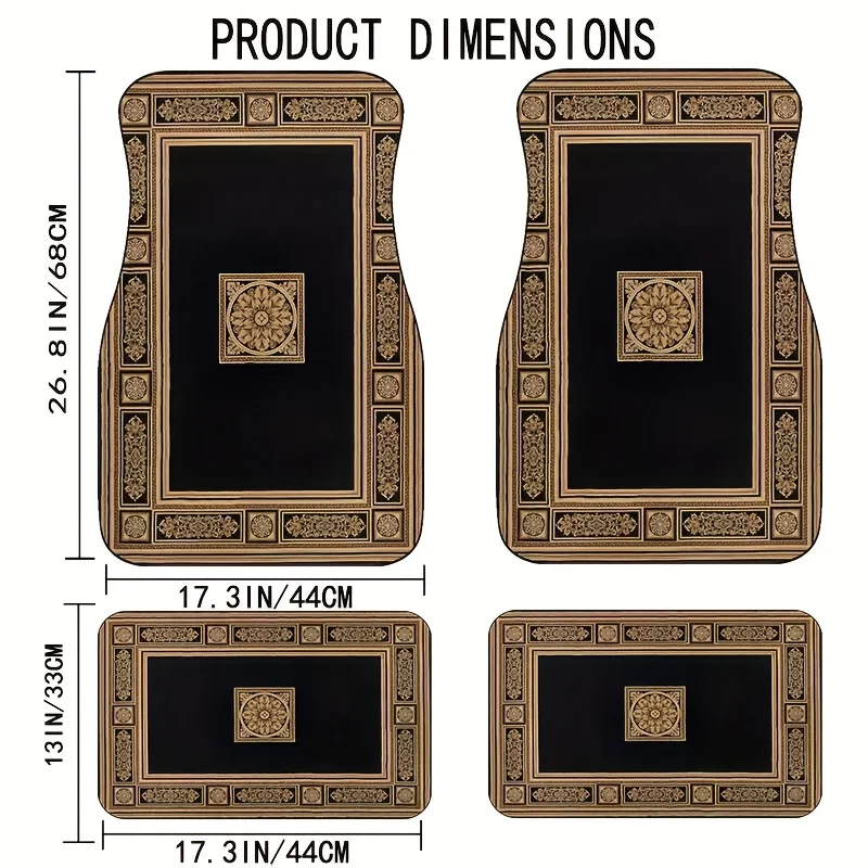 4 قطع من سجادات أرضية السيارة المغربية العتيقة، مناسبة لجميع المقعد الأمامي والخلفي لجميع المركبات، وصلات سيارة عصرية ومتينة #3