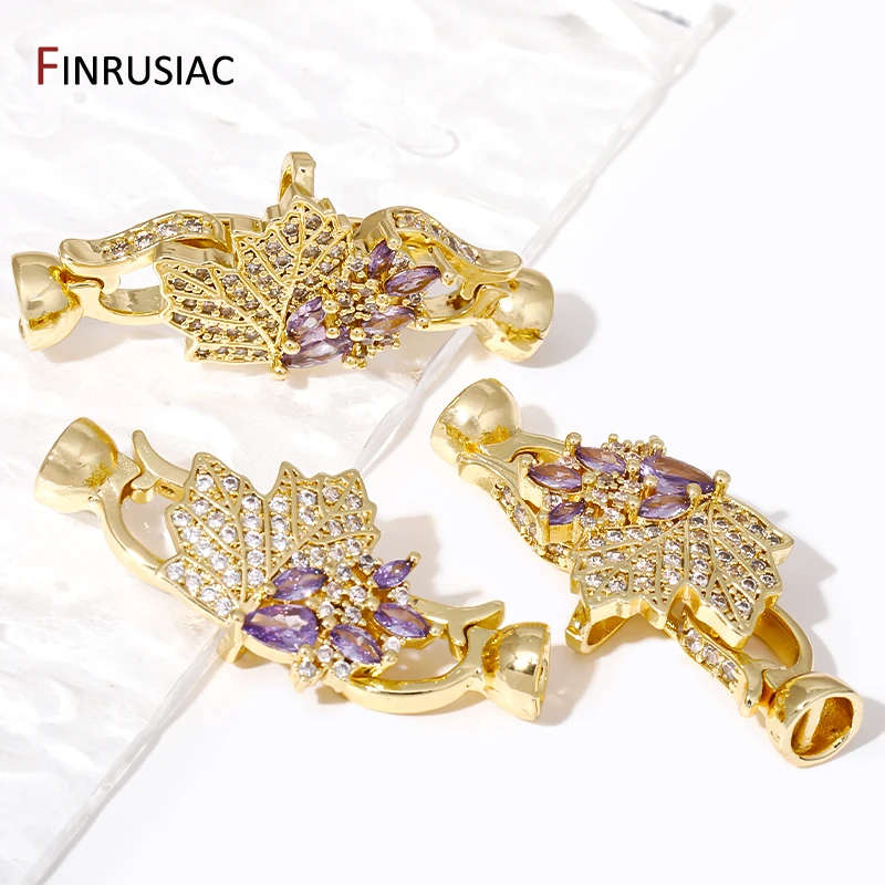 DIY Women Needlework Jewelry Making Supplies,18K Gold Plated Leaf Fastener Closure Lock Clasps Jewelry Accessories