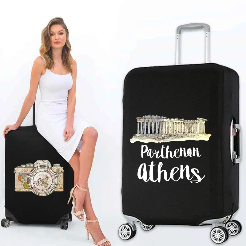 Tourist Attraction Print Elastic Luggage Protective Cover 18-32 Size Scratch Resistant Luggage Cover Suitcase Accessories