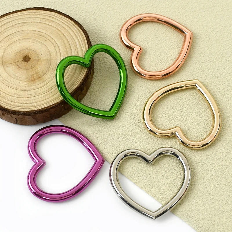 

5/10Pcs Colored Heart Shape Buckle Metal O Ring Clasp Adjuster Bag Strap Hook Webbing Connector Buckles DIY Hardware Accessories