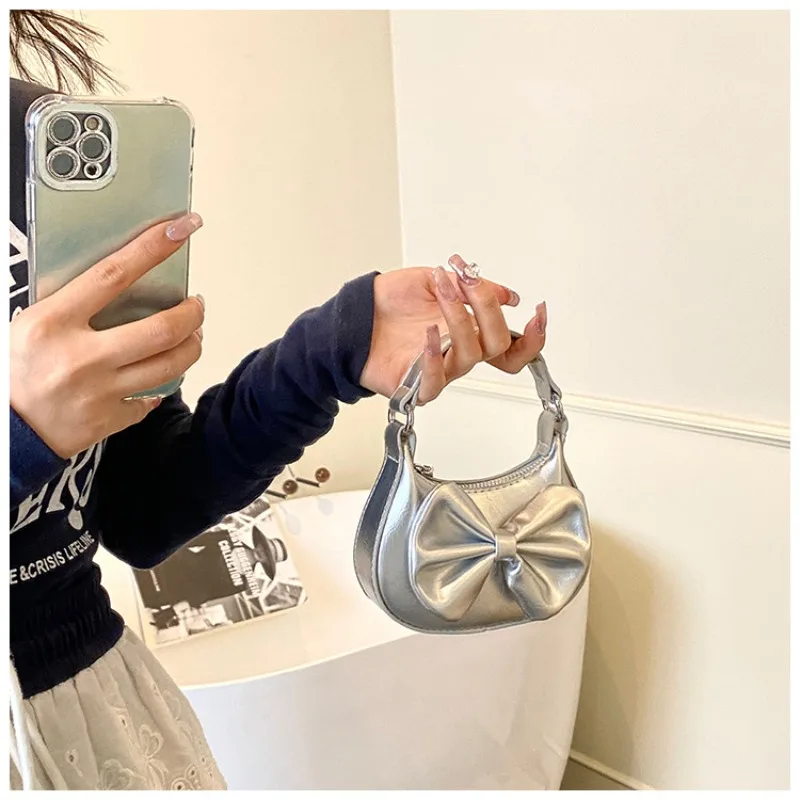 Handbag 2026 New Girls Cute Bowknot Fashion Crossbody Backpack Detachable Strap Mini Shoulder Children Kid Stylish Purse Daily