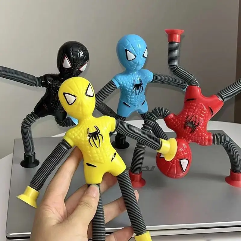 子供用吸盤おもちゃ,ポップチューブ,スパイダー,伸縮ロボット,感覚ベローズスクイーズ,モンテッソーリ,ストレス解消,4個