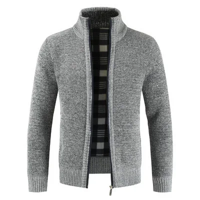 Suéter masculino de malha de caxemira grossa personalizado de alta qualidade cardigan lã inverno com zíper suéter de tricô para homens