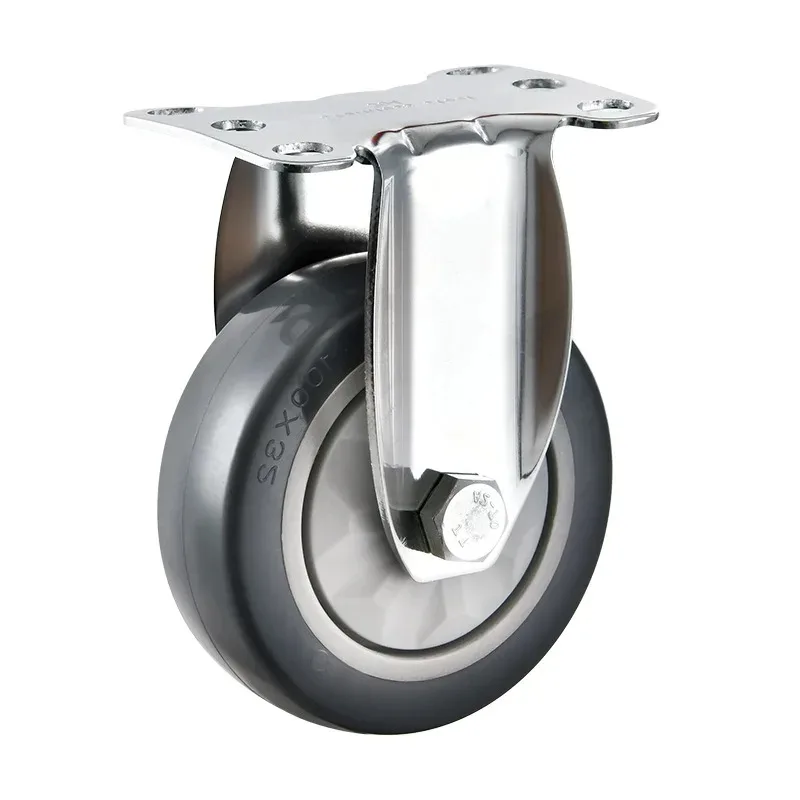 Stainless steel casters gray polyurethane universal wheel 4 inch 5 inch covered trolley casters