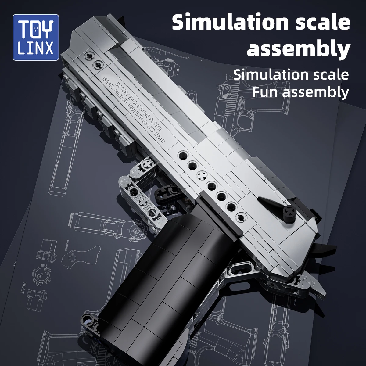 Gun Building Block 375PCS Set Pistol Shootable Military Building Toy as Halloween Present for Children and Adults.