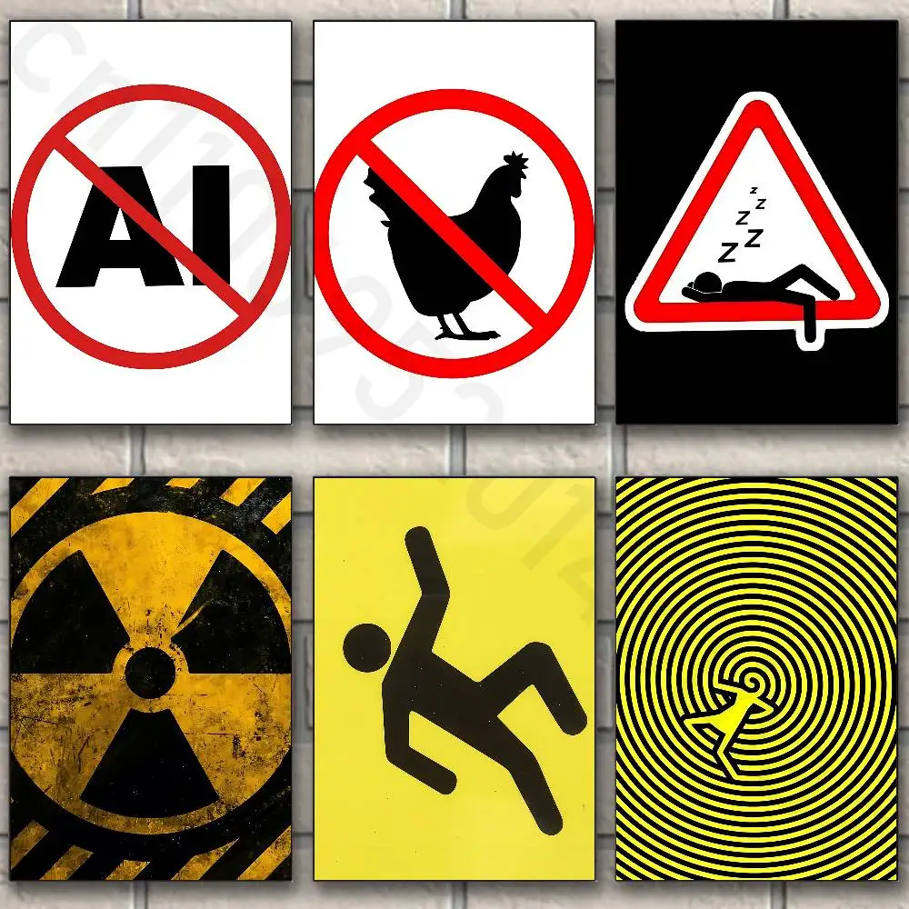 

Warning Icon Danger Banning Poster Fancy Poster Wall Sticker for Living Room Bar Vintage Decorative Painting