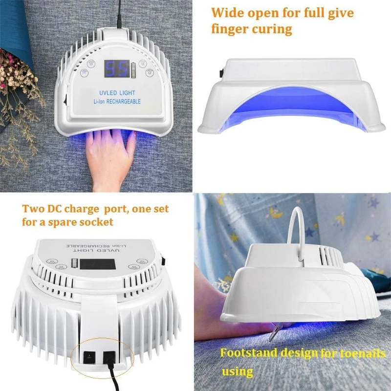 Lámpara de uñas LED UV recargable, secador de esmalte de Gel para manicura con Sensor automático, equipo y herramientas inalámbricas, 64W