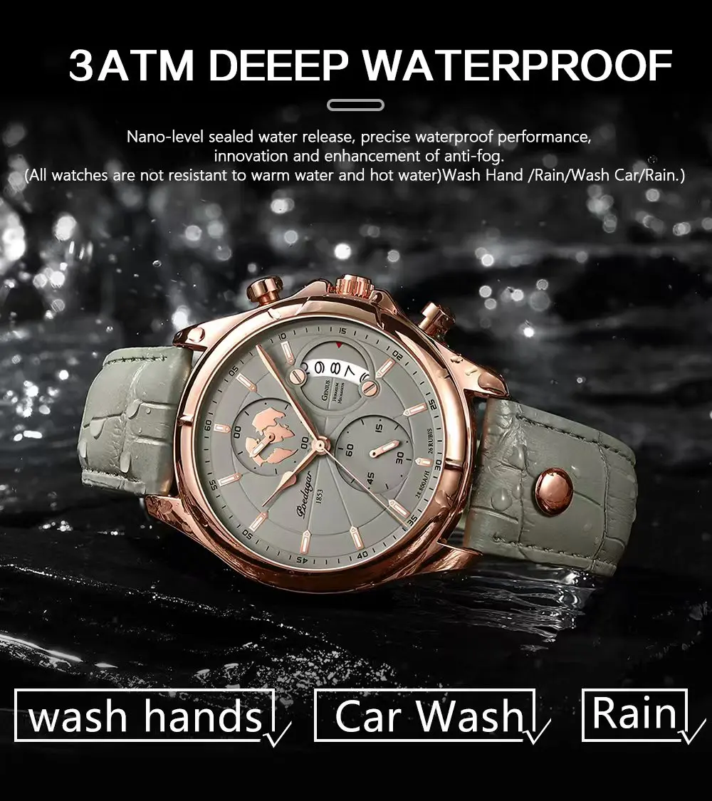 POEDAGAR Luxury Brand Man Watch Chronograph Date Waterproof Leather Watches For Men Casual Male Clock Sports Quartz Men's Watch