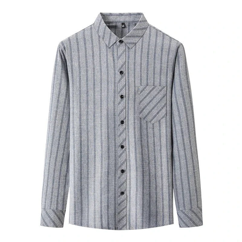 New Men\'s Business Casual Long Sleeved Printed Shirt with Wrinkle Resistance No Ironing Comfortable All Season Versatile Top
