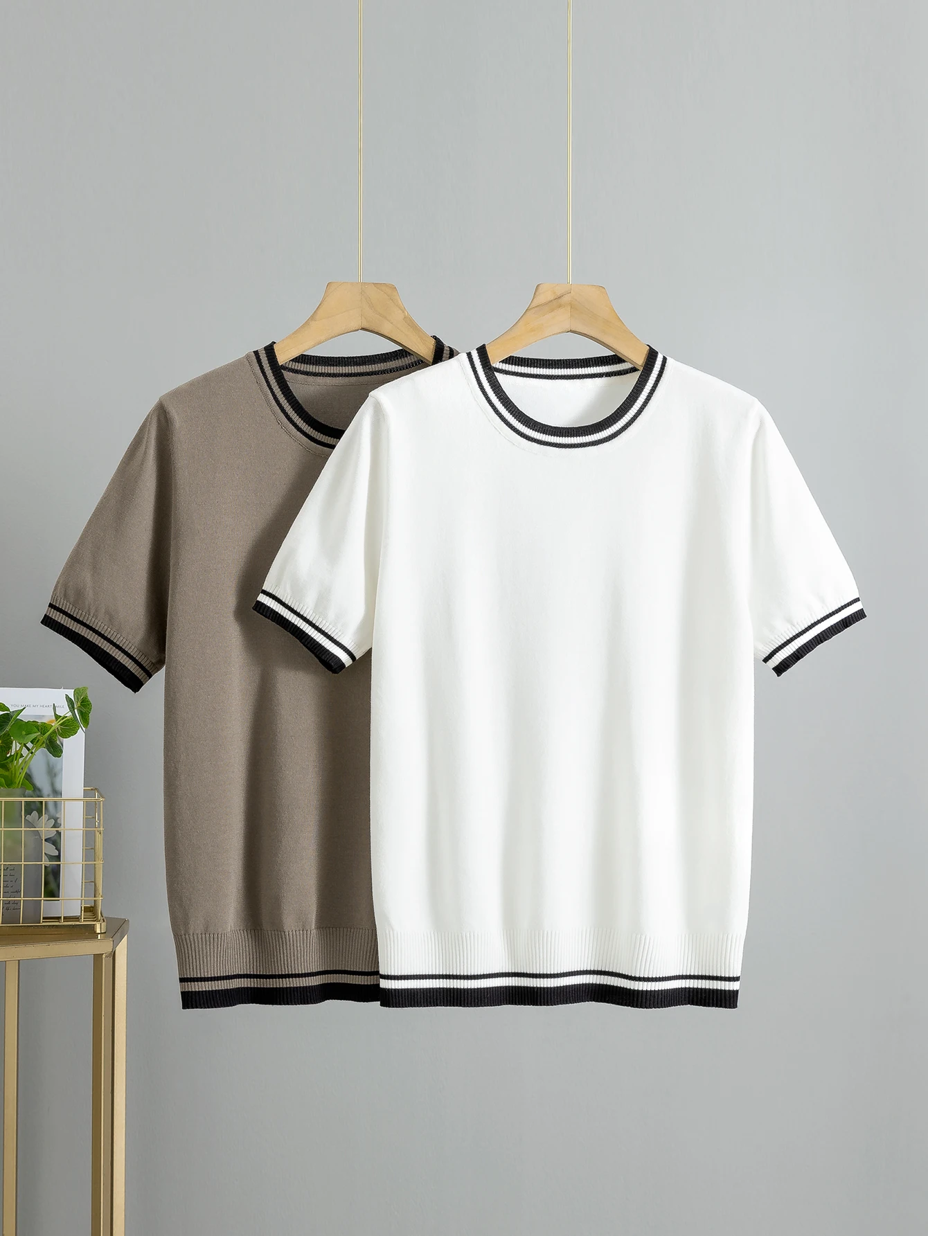 Summer Knit Women Casual T Shirt Fashion Cozy Ladys Short Sleeves Top