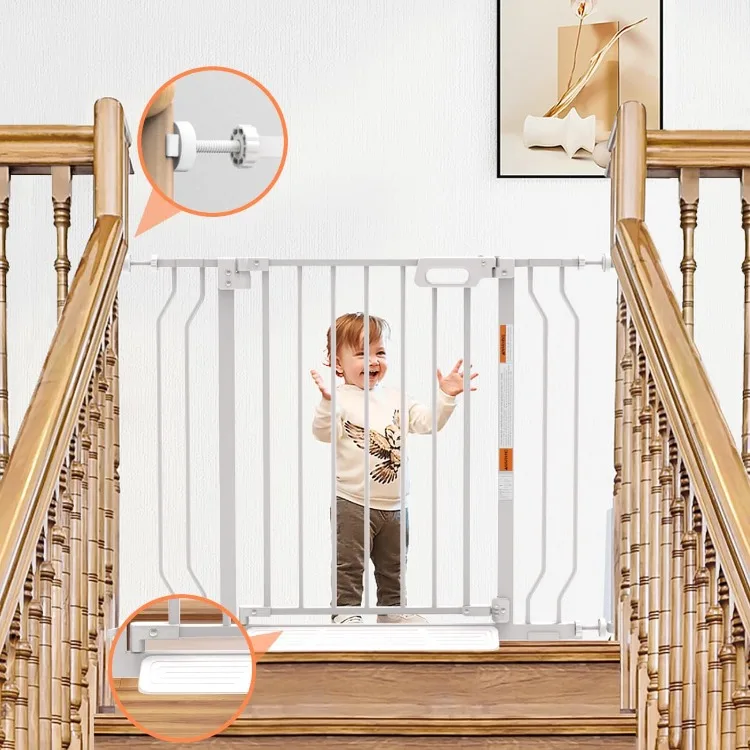 

Baby Gate for Stairs, 29.5"-48.4" Pressure Mounted Baby Gate for Top of Stair&Doorway with V-Shaped Rods, Anti-Trip Pedal