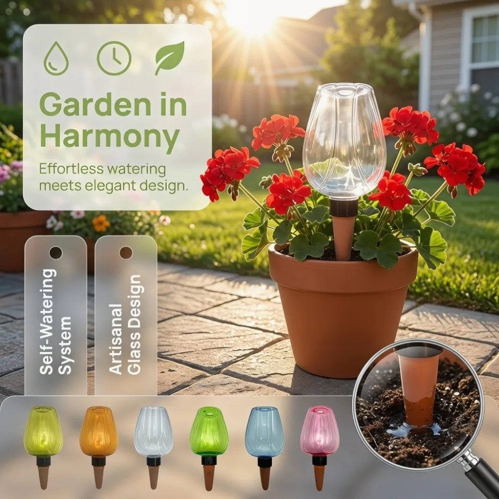 Slow Release Plant Watering Globes Multicolored 350ml Capacity Self Watering Bulbs Automatic Watering Red Wine Cup Shape
