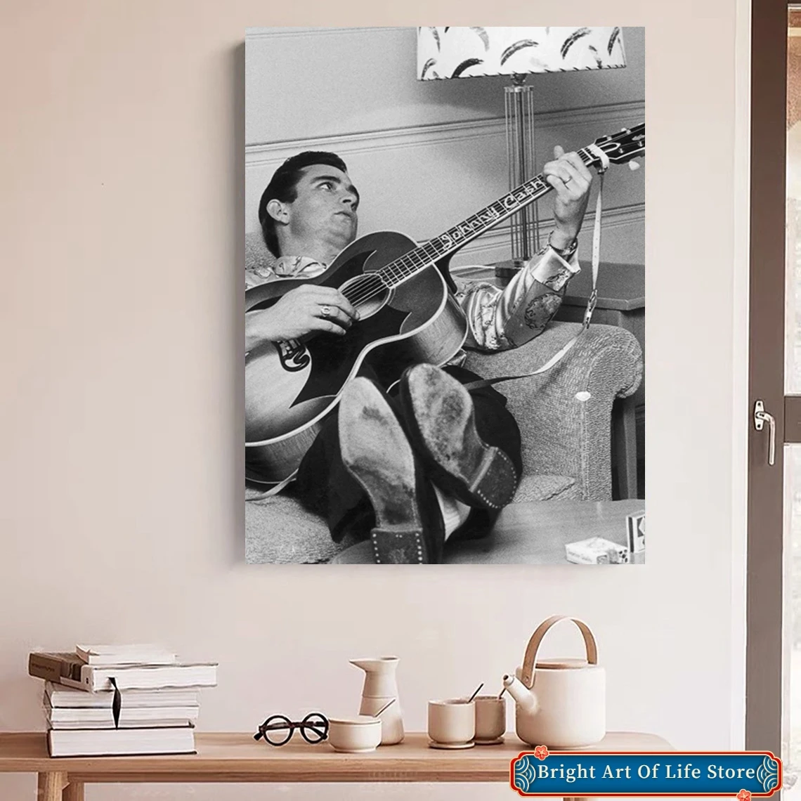 

Johnny Cash with guitar Photo Print Canvas Poster Print Wall Painting Home Decor (Unframed)