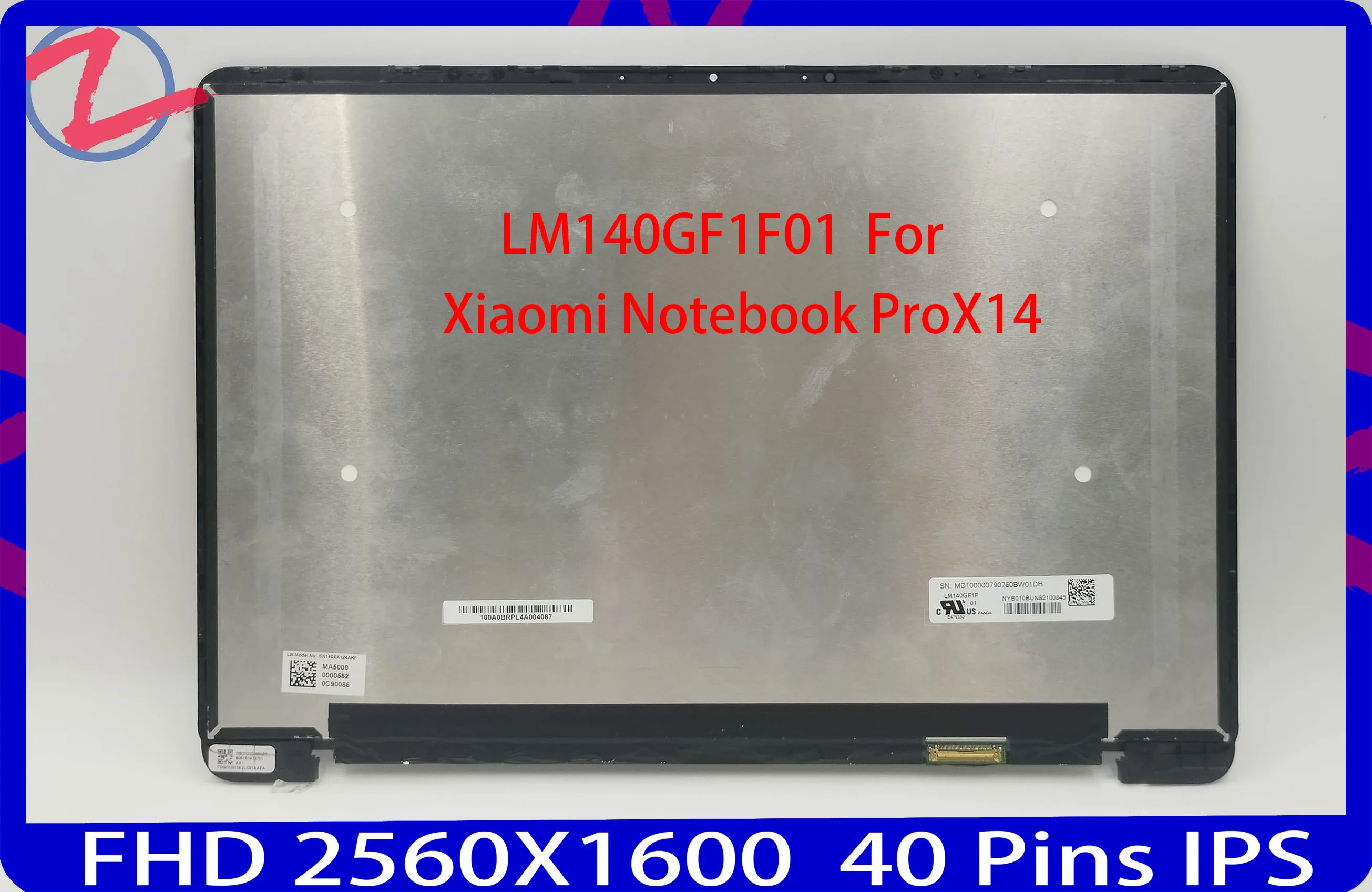 

LM140GF1F01 14 inch suitable For Xiaomi Notebook ProX14 QHD LCD Screen Display Glass Assembly+FrameNon Touch 2560X1600 40 Pins