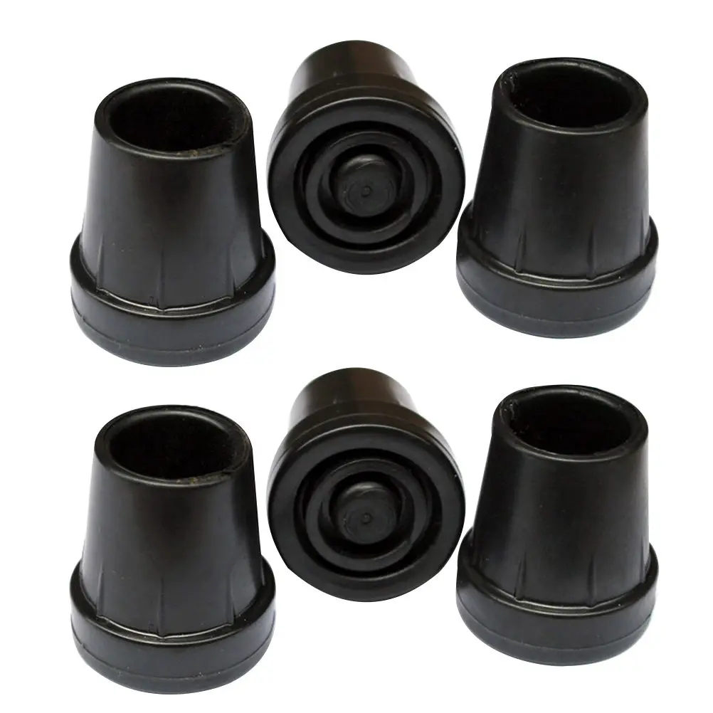 10Pcs Walking Cane Tip Protectors Anti Skid Leg Trekking Poles Circle Design Maximized Surface Contact Black