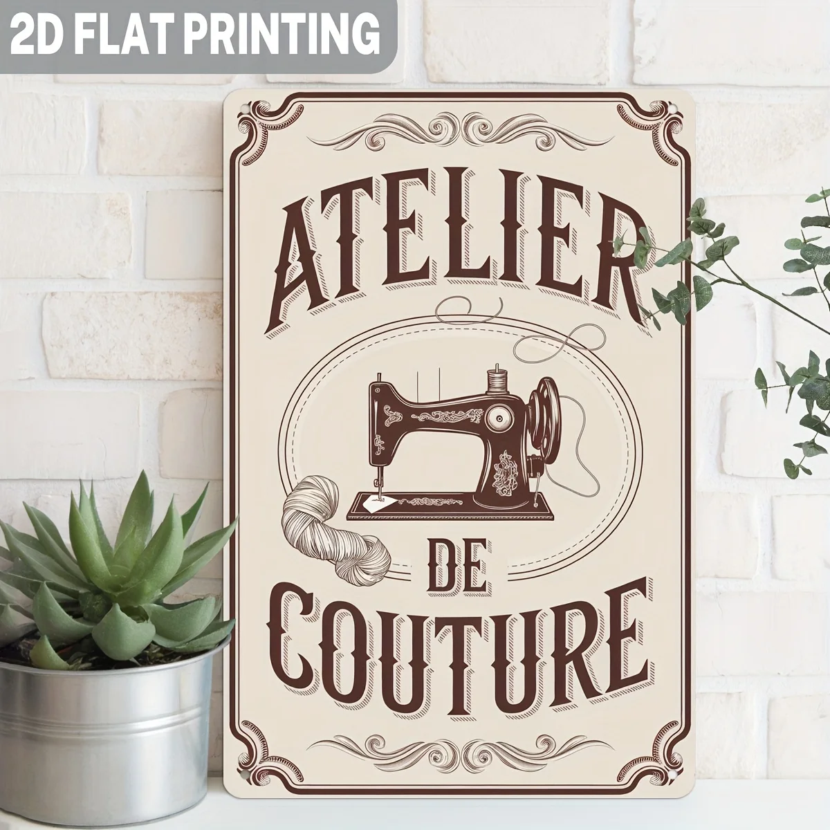 Vintage Sewing Studio Metal Wall Sign Iron Sew Machine Text Plaque Decor For Tailor Craft Room