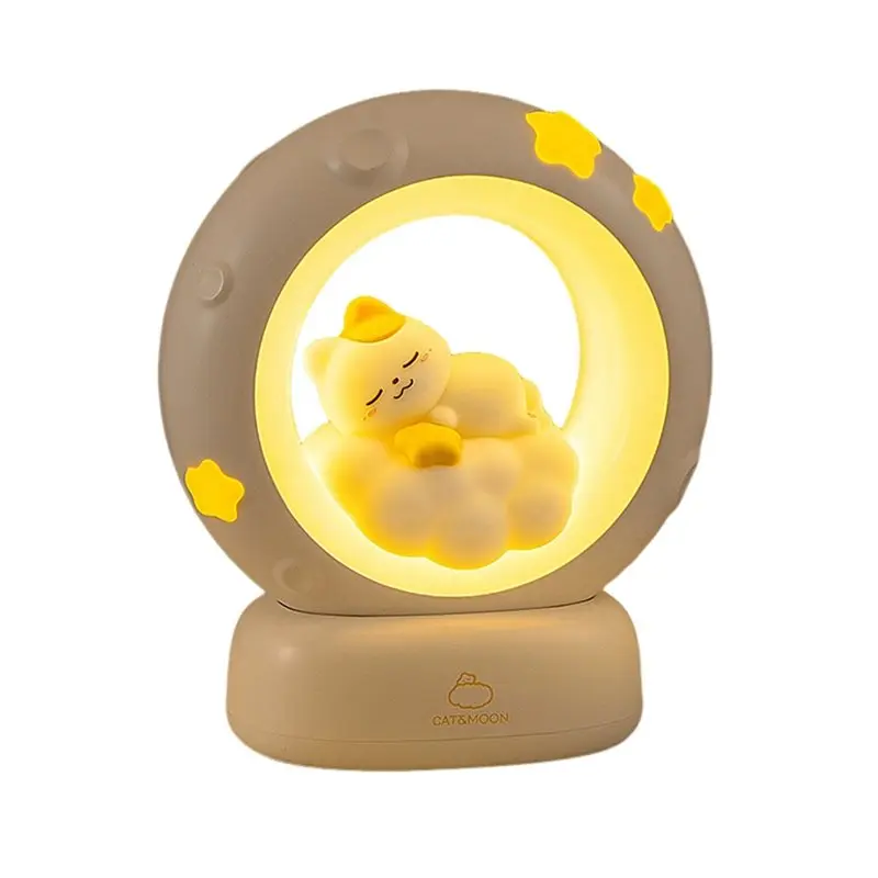 USB Charging Adjustable LED Sleeping Cat Night Light Bed Light Tap Light For Bedrooms Warm White