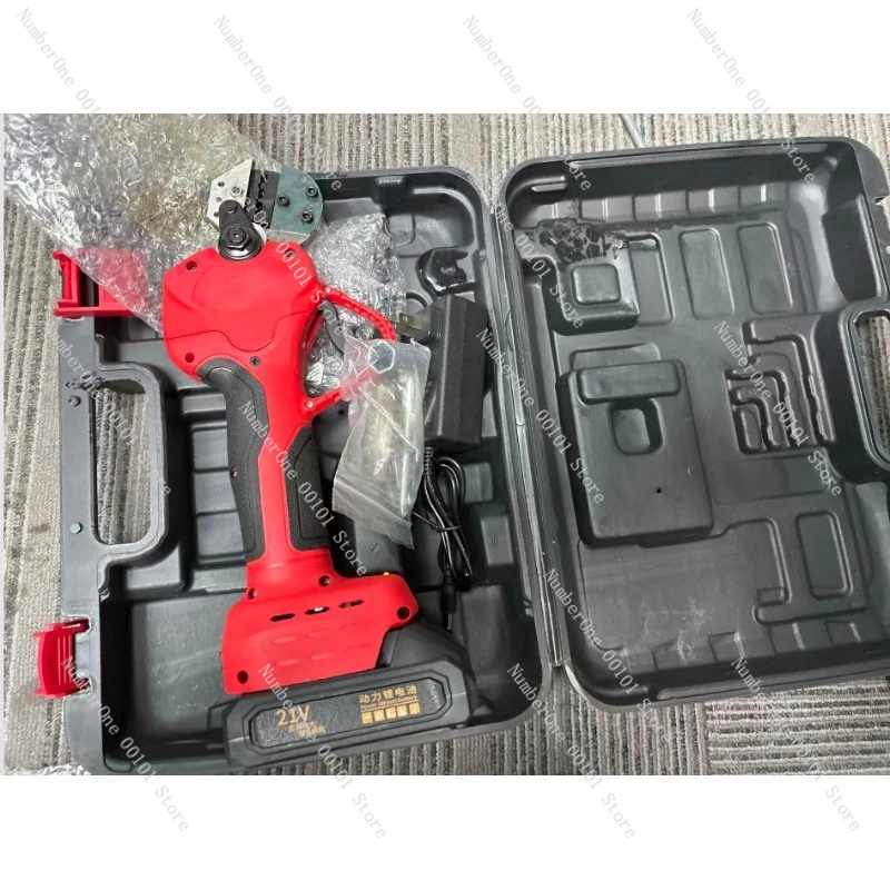 EW-50X Rechargeable Electric Crimping Tool, 20KN Force Cold Press Terminal Crimper for Pre-Insulated Tubular Bare Wire