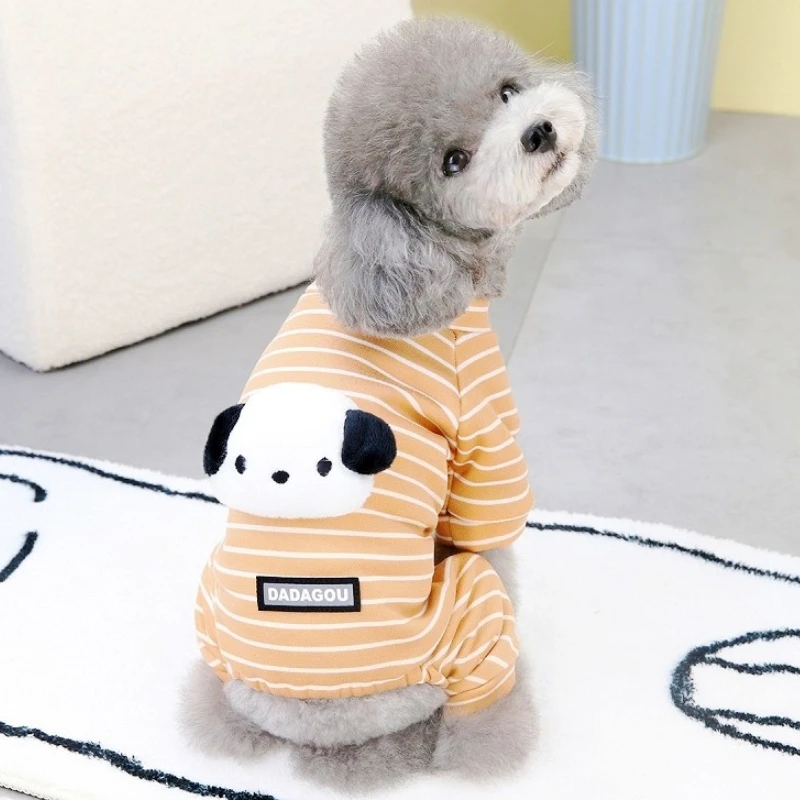 Pet Dog Jumpsuit Winter Warm Dog Clothes Cute Pattern Puppy Pajamas Fashion Soft Cat Striped Jumpsuits Yorkie Chihuahua Clothes