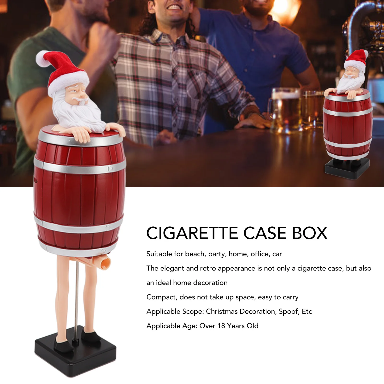 Cigarette Case Box Funny Cigarette Holder Wooden Barrel Automatic Cigarette Box Decoration Props for Adults Over 18 Years Old
