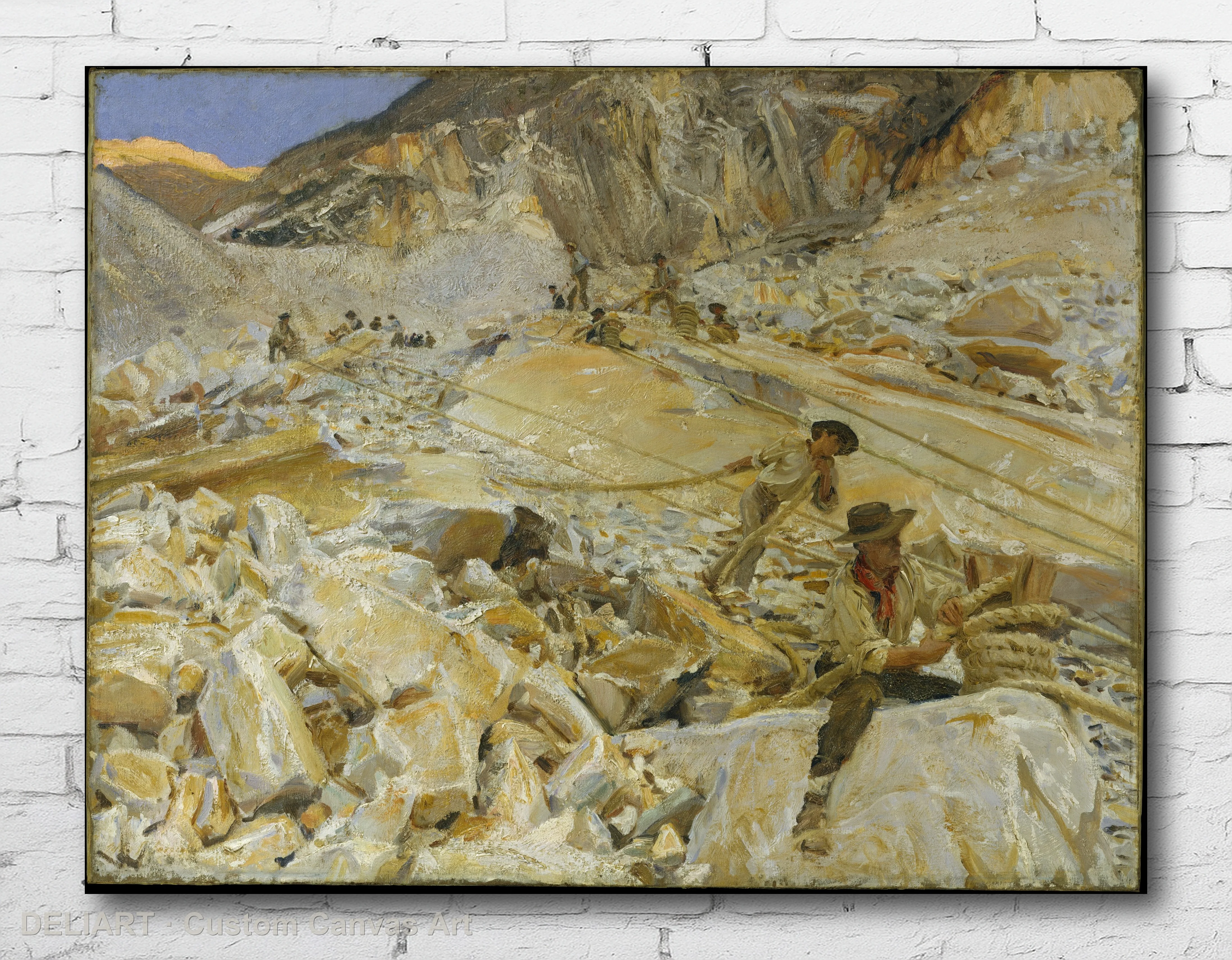 Bringing Down Marble from the Quarries to Carrara by John Singer Sargent - Landscape Fine Art Canvas Wall Art Poster Print Decor