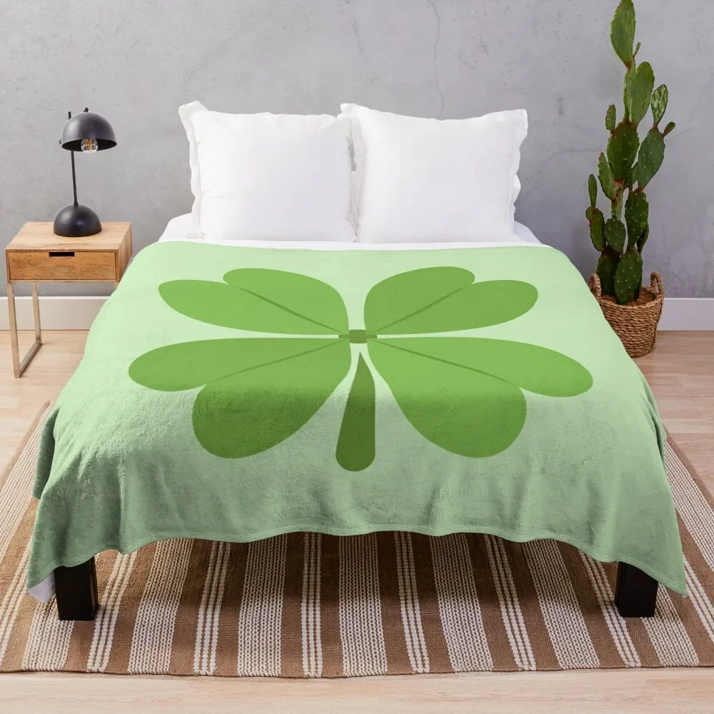 Four Leaf Clover Lucky Flannel Throw Blanket for Couch Sofa Bed Blanket Warm Lightweight Super Soft Gift Blanket for Girls Boys