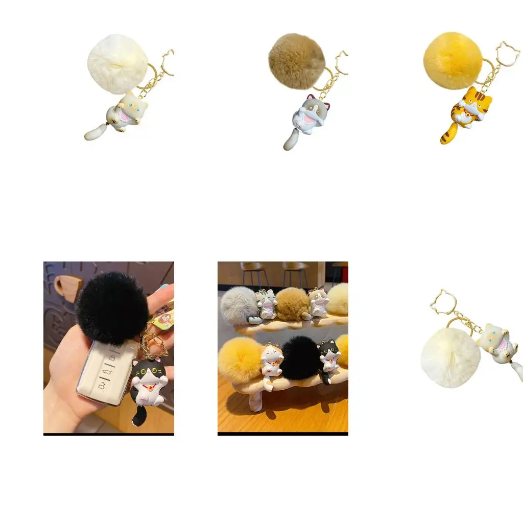 Practical Plush Cats Keychain Soft Bag Hanging Pendant Plush Texture Creative Present for Children Adults Souvenir