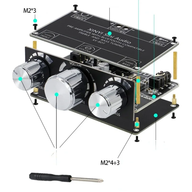SOTAMIA Bluetooth 5.1 Dual NE5532 Preamplifier Tone Board Tweeter Bass Tone Control Home Theater Audio Preamp Support Sinilink