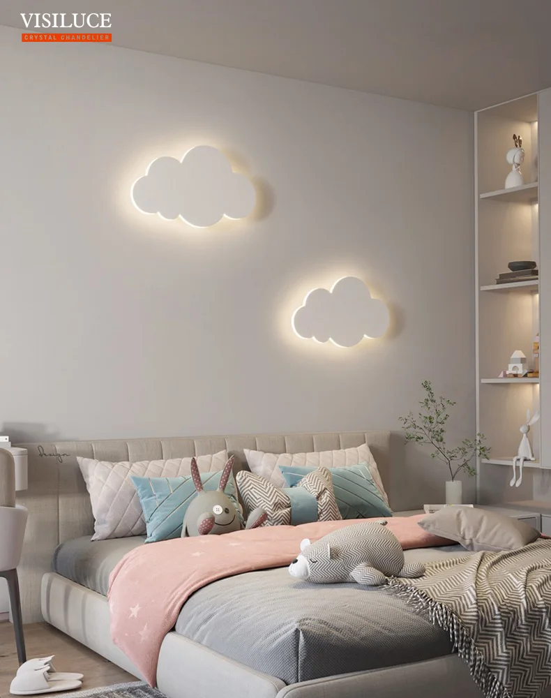 Imagem -04 - Modern Touch Switch Led Cloud Lâmpada de Parede Sala de Estar Menina Infantil Quarto Infantil Decoração de Cabeceira Arandelas Led Branco Rosa