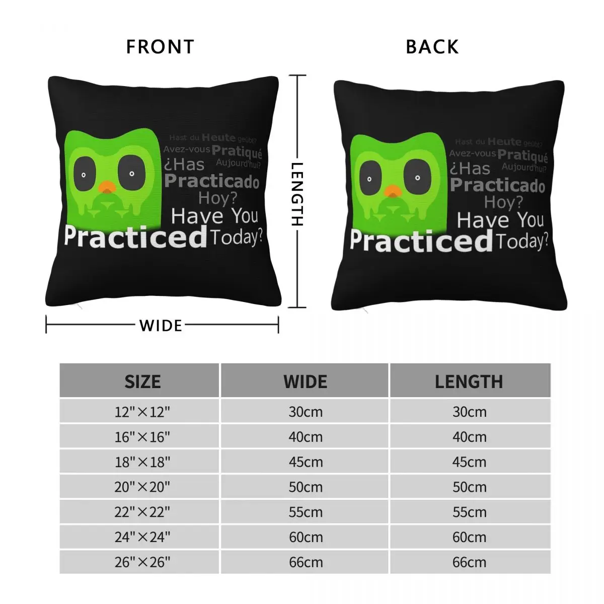 Duolingo Duo Owl Practice Square Pillowcase Polyester Linen Velvet Creative Zip Decor Throw Pillow Case Room Cushion Cover