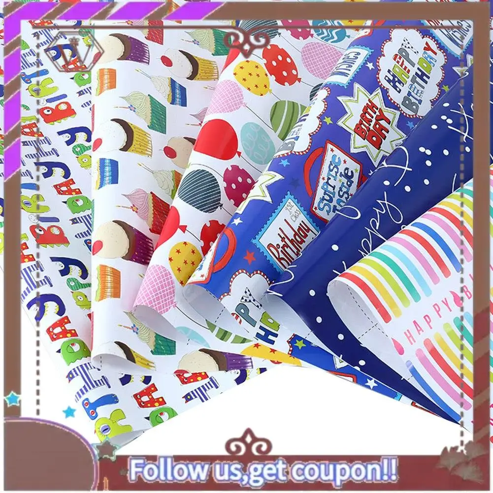 ABBG-Wrapping Paper Sheets Set Of 6 ,For Birthday Party Wrapping Paper Gift Wrap Papers,Present Gift Wrapping Paper