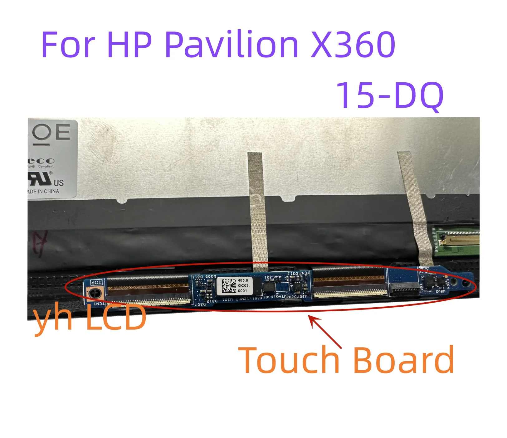15.6'' LCD Display Panel Touch Screen Glass Digitizer Assembly Frame for HP Pavilion X360 15-dq 15-dq0006nf 15-DQ0095NR Series