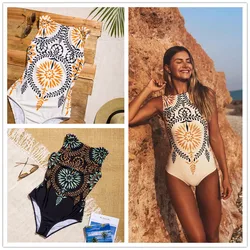 2021 Sexy One Piece Swimsuit Closed Print Swimwear Women Swimsuit Push Up Bathing Suit For Beach Or Pool Female Swimming Suit