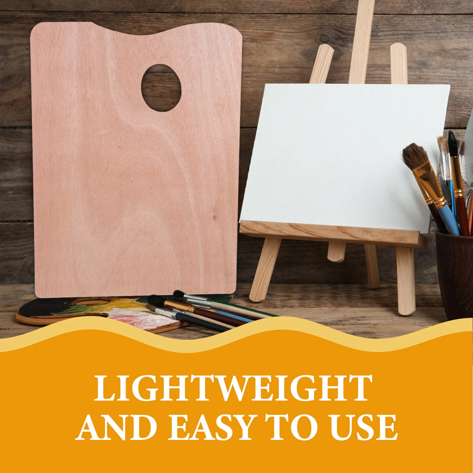 Oil Painting Palette Large Wooden Square Thumb Hole Mixing Board Ideal for Oil Gouache Acrylic Artists Art