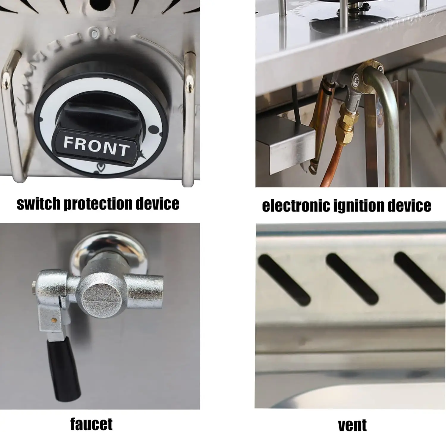 プロパンガスフードウォーマー、バンマリー、業務用スチームヒーター、スープストーブ、食堂、ビュッフェ用、12.8x10.5x4インチ、4つのパン、2列