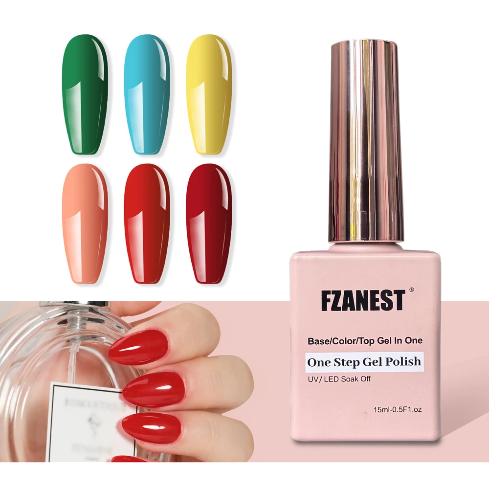 FZANEST-esmalte de Gel uv de un paso, laca de uñas de Gel 3 en 1, capa Base Led uv, capa superior, esmalte de Gel de Color en un juego