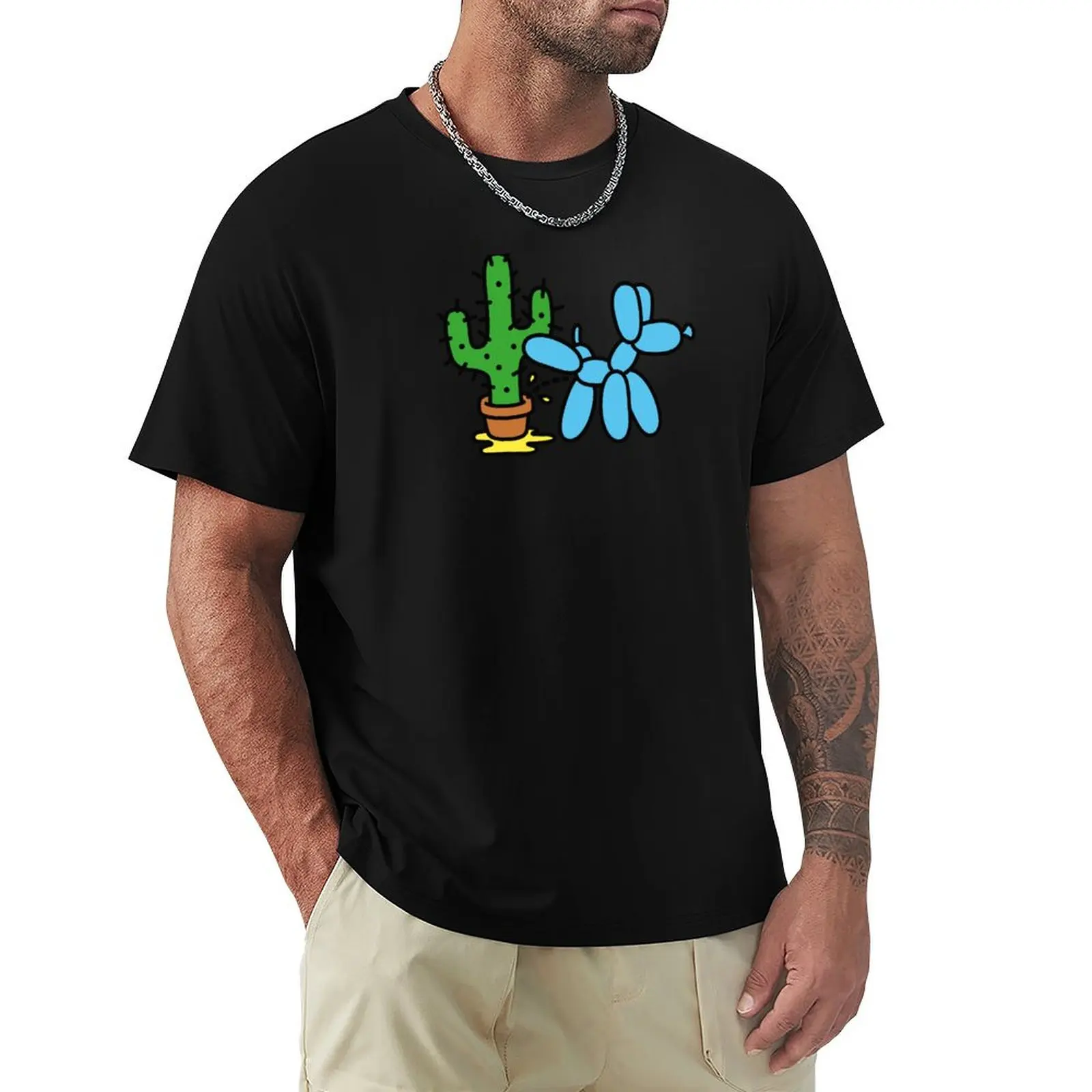 Balloon dog and cactus Balloon artist Balloon animal twister T-Shirt Abstract Pattern Print Top